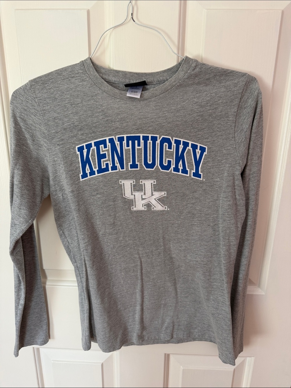 Champion Gray Long Sleeve Tee with Blue Kentucky Logo